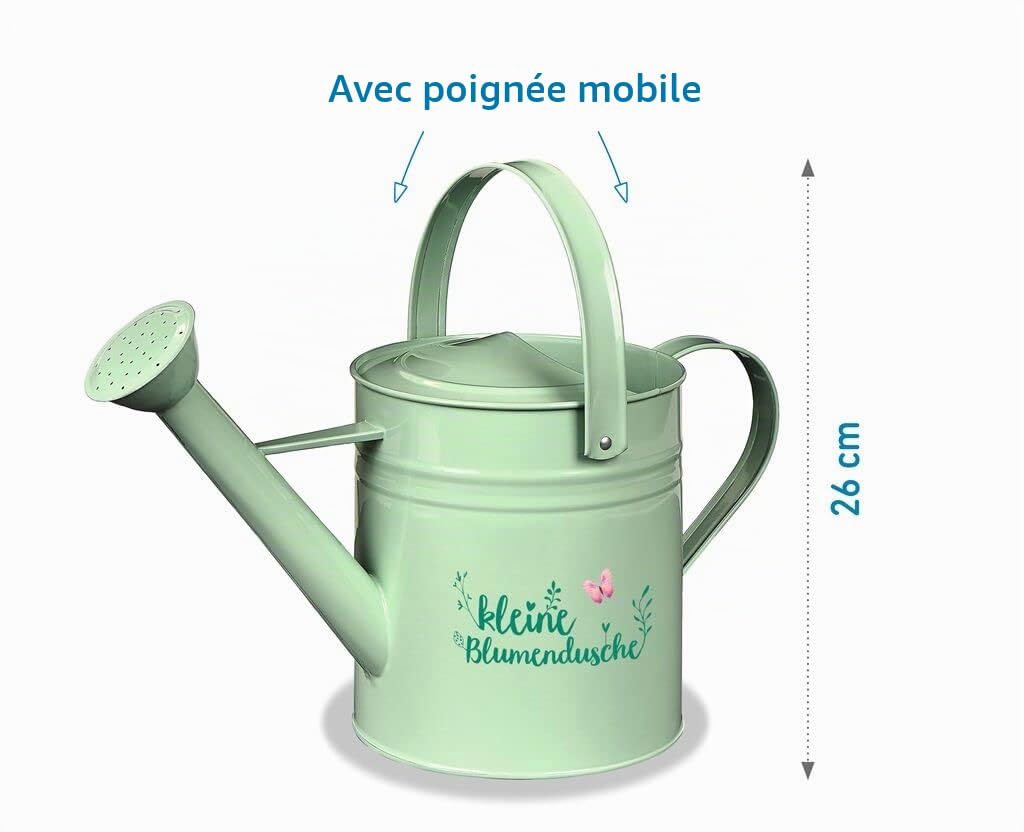 Moses. Arrosoir pour Le Jardin, Douche Florale décorative d'une capacité de 3 l, Vert Clair avec Une Jolie Inscription dans Le Design de Feuilles et de Fleurs