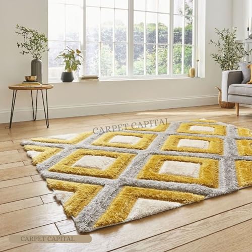 Image of Modern Texture Shag Area Rug Fluffy Microfiber 2inch Pile for Living Room, Bedroom(6x8feet,Beige17)