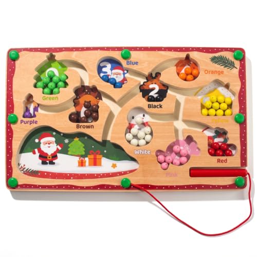 Image of WOODENFUN Magnetic Color Number Maze for Toddlers,Montessori Counting Board