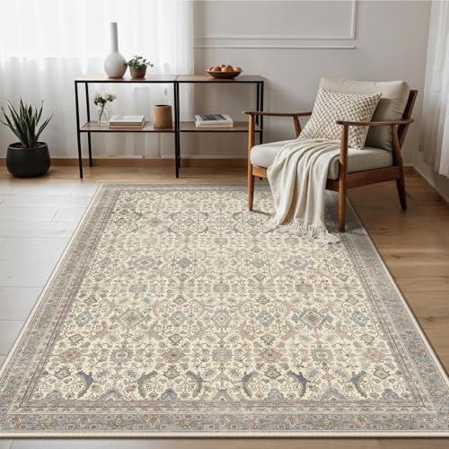 GENIMO Vintage Rug Living Room 120x170cm, Boho Area Rugs Washable, Non-Slip Carpet, Low Pile, Non-Shedding, Traditional Oriental Printed Design, Dining Room, Office, Bedroom, Kitchen, Lounge, Indoor - Image 3