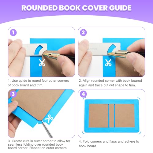 AGUZXTM 5-in-1 Book Cover Guide and Binding Kit - DIY Tool for Making Covers, Journals, Albums, Planners, Calendars - White (1)