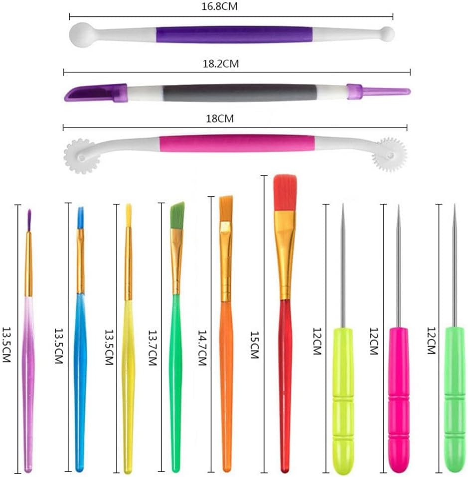 KHMCRSDO Clay Tool 12-piece Cake Decoration Cookie Brush Fudge Stir Punch Needle