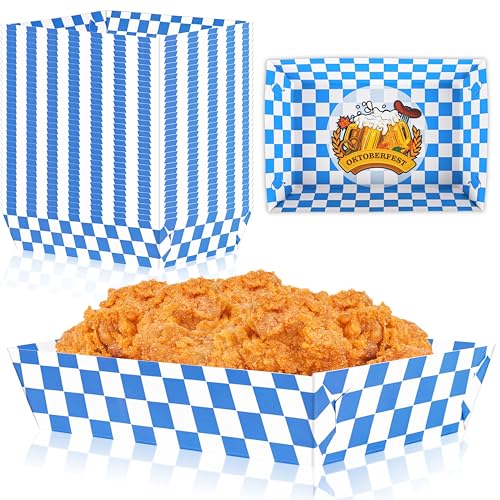 Geefuun 100Packs Oktoberfest Paper Food Trays Decorations Disposable Serving Plates