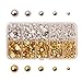Meicry Beads 3-8mm Gold and silverplated Mini Half Round Flat Back Beads Scrapbooking Bead for Wedding Ornament Pake of 3330pieces