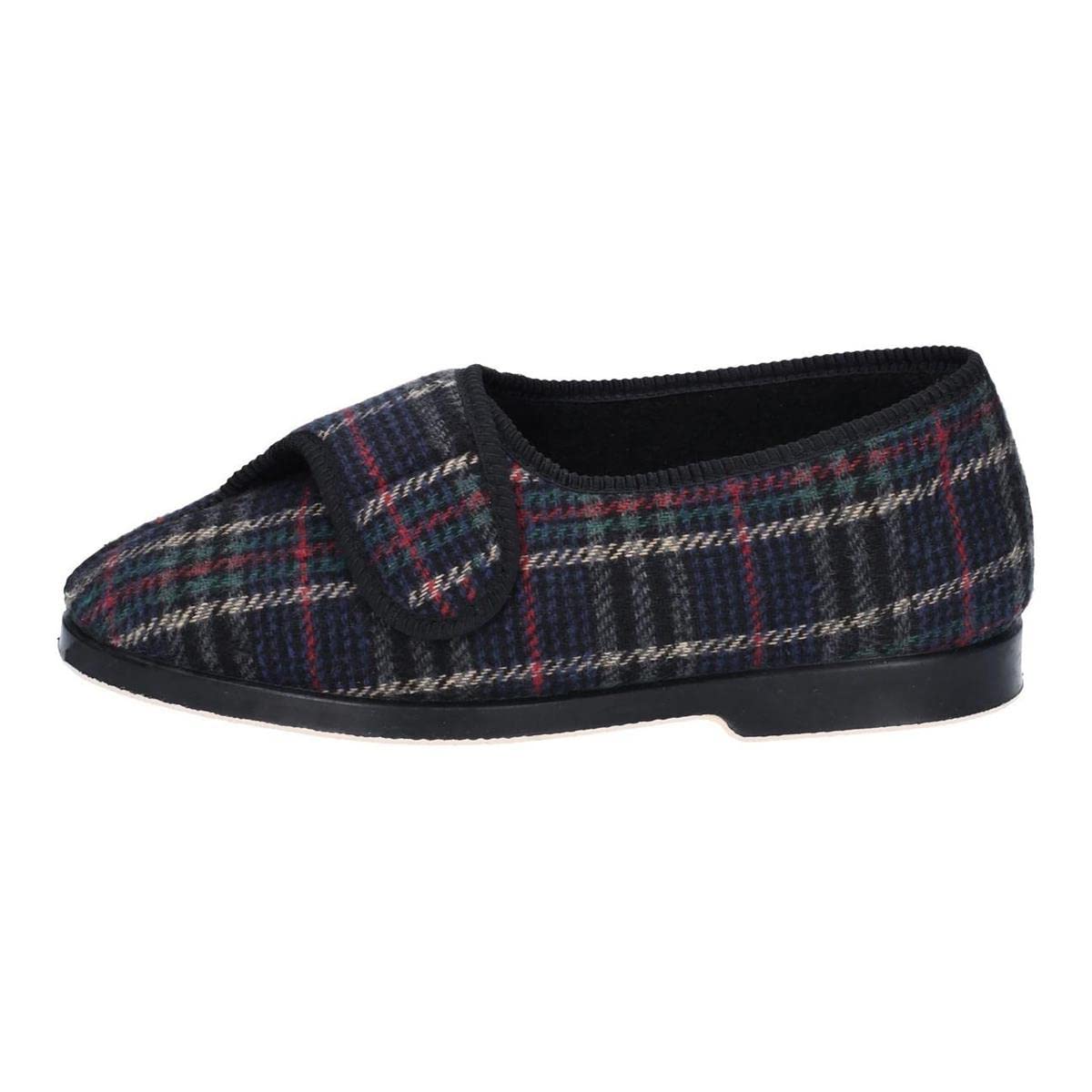 Gbs Touch Fastened Textile Lined Mens Slippers - Checkered - Size 6 7 8 9 10 11