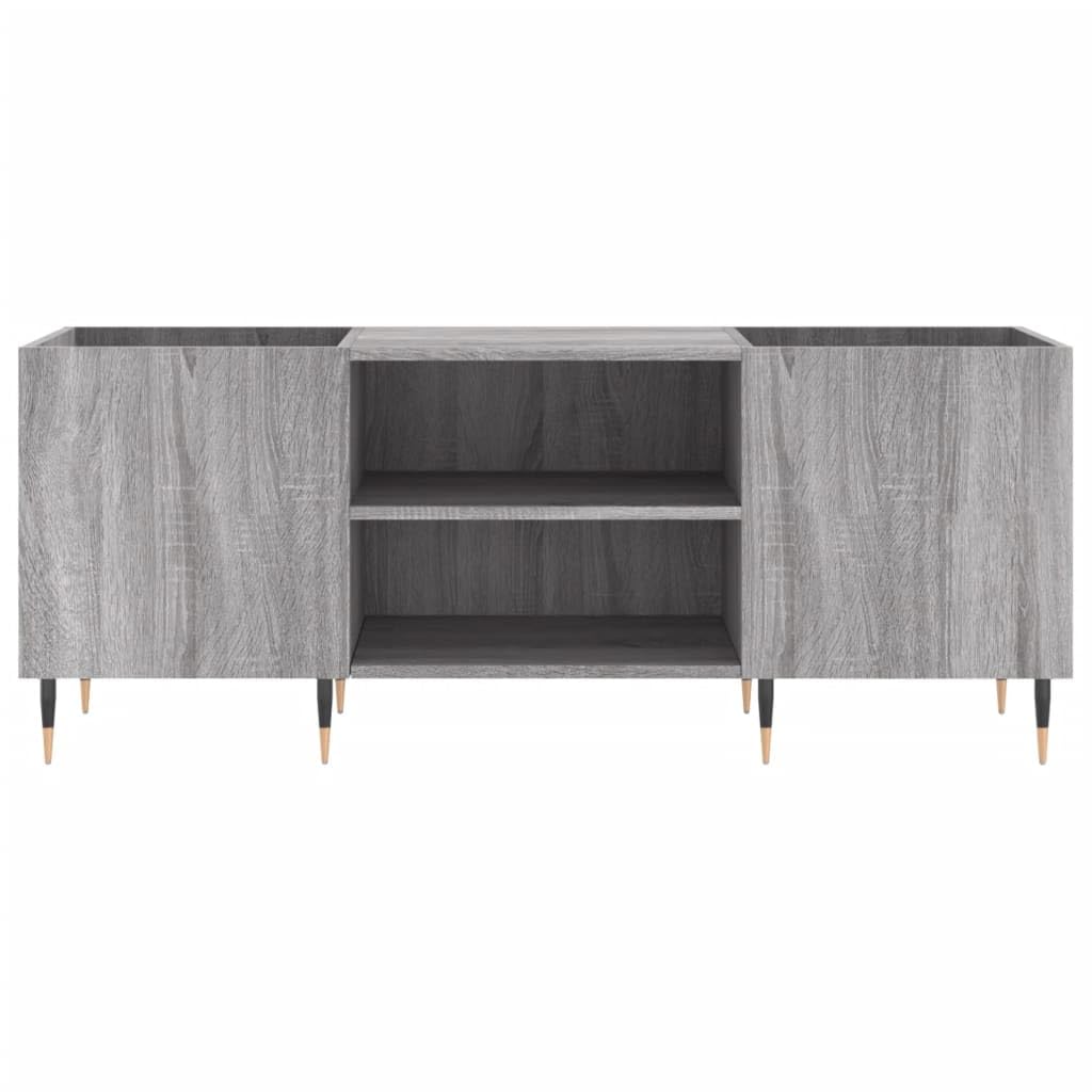 Armadio per dischi grigio Sonoma, 121 x 38 x 48 cm, in vinile, in legno e metallo, per giradischi e dischi LP