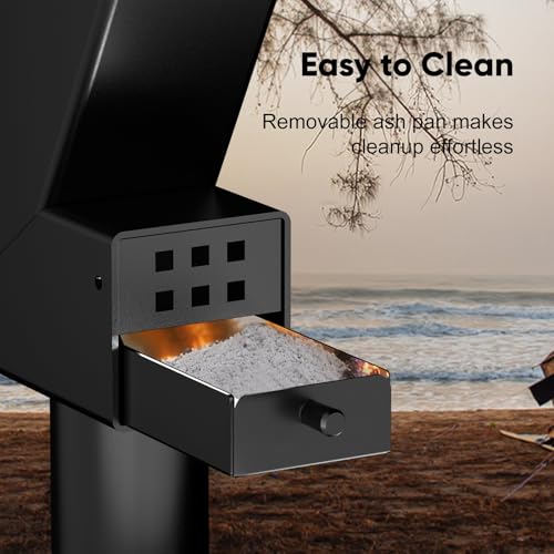 Image of Rayzi 58 Inch Pellet Stove, Outdoor Decorative Wood Pellet Heater Burning Fireplace for Ambiance - Smokeless Flame for Patio Backyard Bonfire, Camping Party Holiday Garden Picnic