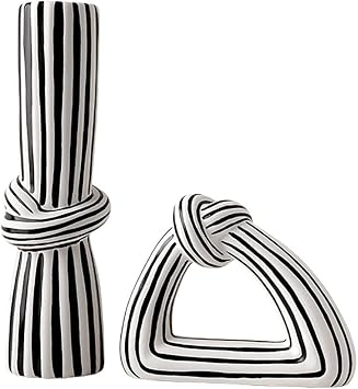 2Pcs Ceramic Black White Striped Vase Modern Minimalist Decor Central Dining Table Kitchen Tabletop Bookshelf Bedroom Aesthetic Decoration