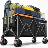 SYOCYO Collapsible Wagon Cart 220lbs Beach Foldable Wagon Lightweight & Portable Folding Utility Grocery Shopping Carts with Wheels for Shopping Garden and Sports