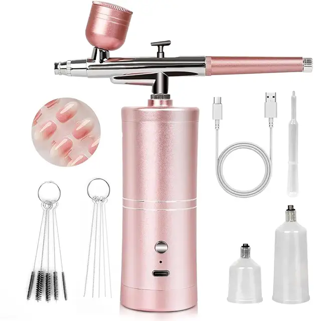 Mauedest Super Stable Nail Airbrush Kit: 0.3mm Nozzle, 25 PSI, Rechargeable