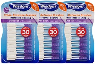 Wisdom Toothbrushes Clean Between Interdental Brushes, Large, 30-Count ( Pack of 3)