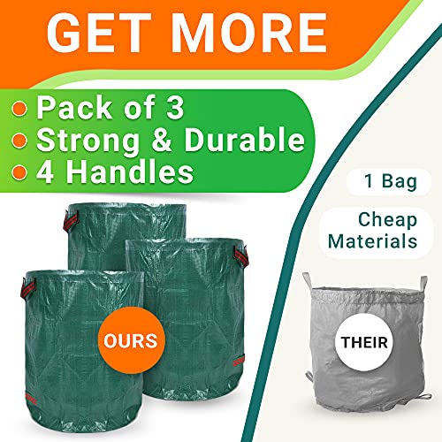 Heavy Duty Garden Waste Bags 272 Litre 3 Sacks Industrial Handles