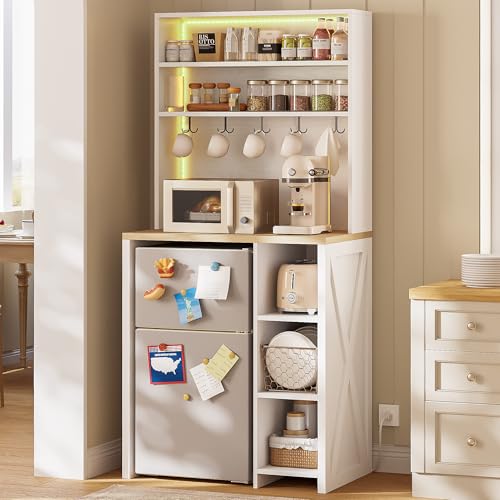IRONCK 7-Tier Bakers Rack with Mini Fridge Space