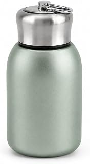 Mini Stainless Steel Vacuum Insulated Water Bottle, 280ml, Black, Leakproof, Hot and Cold, with Keyring Cap (Green) Price In India