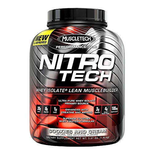 Image of Muscletech Performance Series Nitrotech Whey Protein Peptides & Isolate (30g Protein, 3g Creatine, 6.8 BCAAs, 5g Glutamine & Precursor, Post-Workout) - 4lbs (1.81kg) (Chocolate Mint)