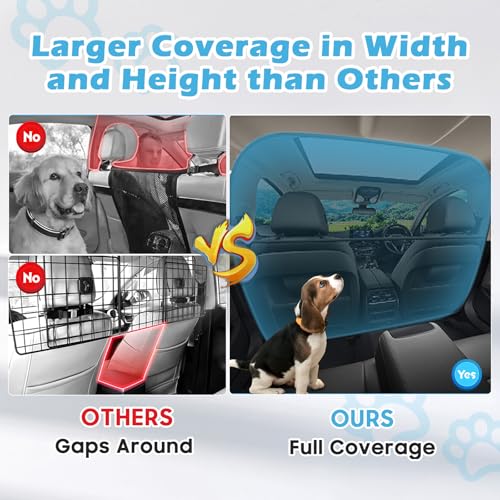 Automiim Barreira de carro para cães atrás do banco dianteiro, 156 cm de largura, design de uma peça