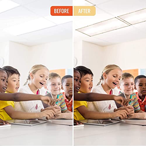 Magnetic Fluorescent Light Covers, 5 Count Warm White, Glare Relief for Classroom or Office