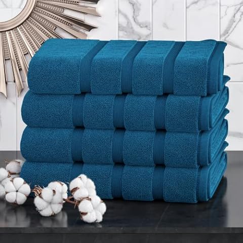 Luxury Towel Set 100% Cotton 4 Piece Bath Towel Set Bath Towel Bale 500 GSM Bathroom towels 4 Piece Sets. (Teal) Cover