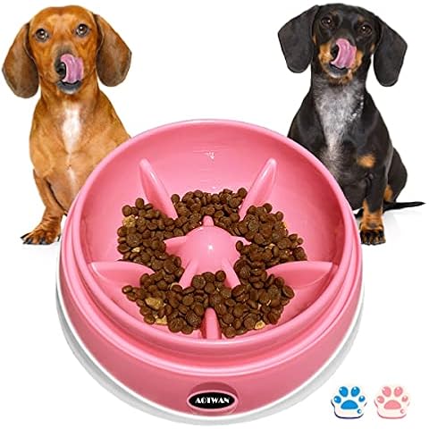 AOTWAN Slow Feeder Dog Bowl, Dog Bowls to Slow Down Eating, Non Slip Slow Eating Dog Bowl, Dog Slow Feeder Bowl Anti Choking and Overeating Dog Bowls for Small,Medium,Large Dogs(M/Pink) Cover