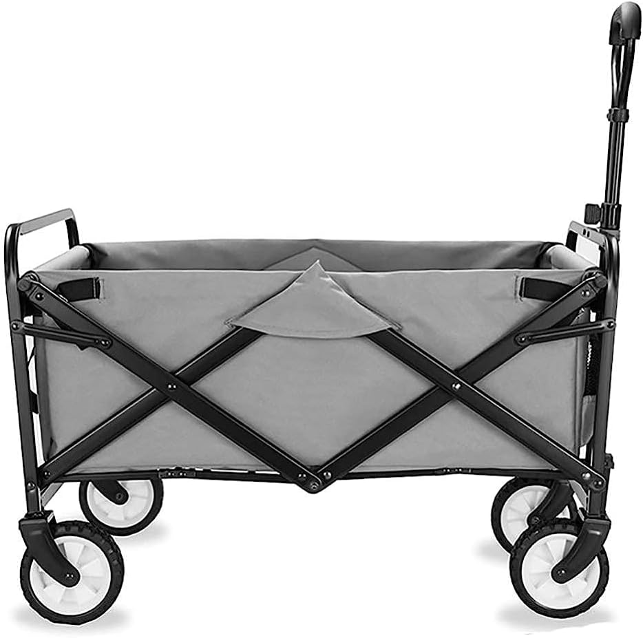 Trolleys, Folding Wagon,Capacity 60Kg, Portable Garden Cart with 4 Wheels and Steel Brakes,Trolley,Foldable Pull Wagon Hand Transport Cart