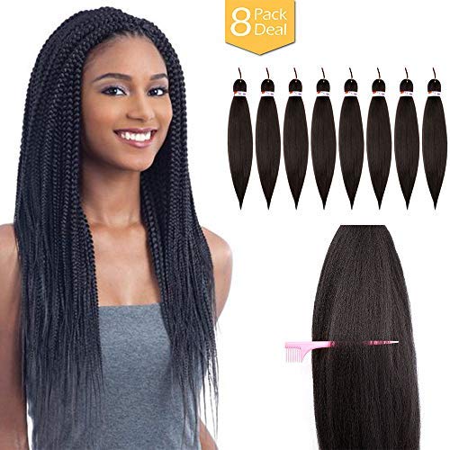 AISI BEAUTY EZ Braid Pre Stretched Braiding Hair Professional Itch Crochet Braids 8 Packs/Lot 24 Inches Low Temperature Synthetic Fiber Crochet Braiding Hair Extension Twist Braid