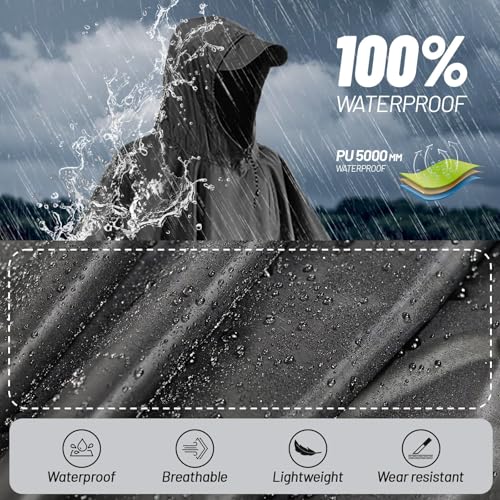 Stynice Leicht Wasserdicht Regenponcho Herren & Damen - Mehrzweck Regenjacke Outdoor mit Kapuze Faltbare Tasche für Camping Wandern Hikking - Atmungsaktive 3in1 Regencape