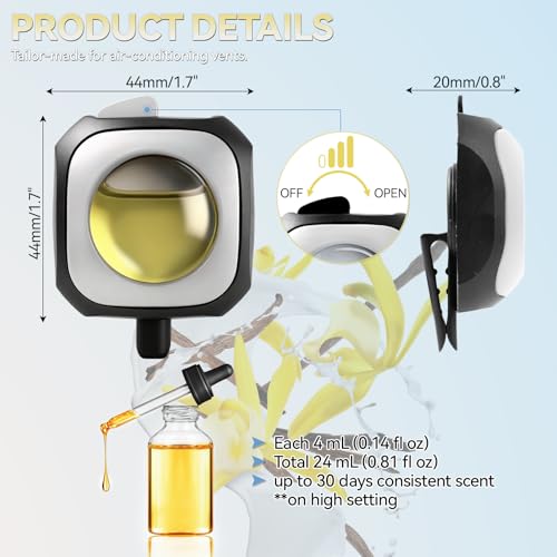 Image of Car Air Freshener Vent Clip 6 Pack 4ml Each Up to 180 Days Long Lasting Scent Odor Eliminator for Women Men(France Vanilla)