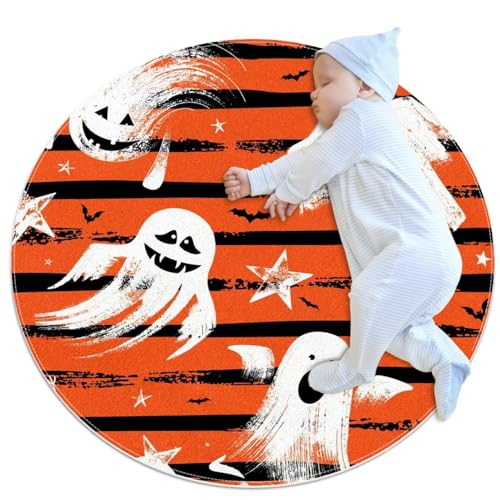 Tapis de salle de bain Halloween rond anti-glisse pour carrelage humide