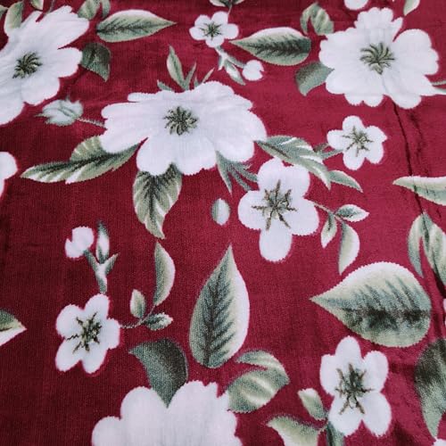 Image of Winter Premium Flannel Velvet Warm Duvet Cover Quilt Cover | Rajai Cover | Blanket Cover | Comforter Cover Single Size 60x100 inches Woollen (Red White Flora, Single Bed)