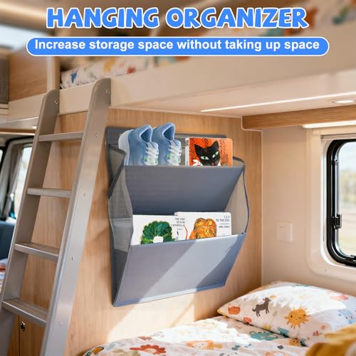 Zuxbolf 3 Stück Schuhregal für Wohnmobile Schuhschrank Hängend mit 2 Tiefen Taschen Schuhorganizer aus Oxford Stoff Schuhaufbewahrung Schuhhalter für Camping Schrank Über Tür Lagerung Organizer(Grau)
