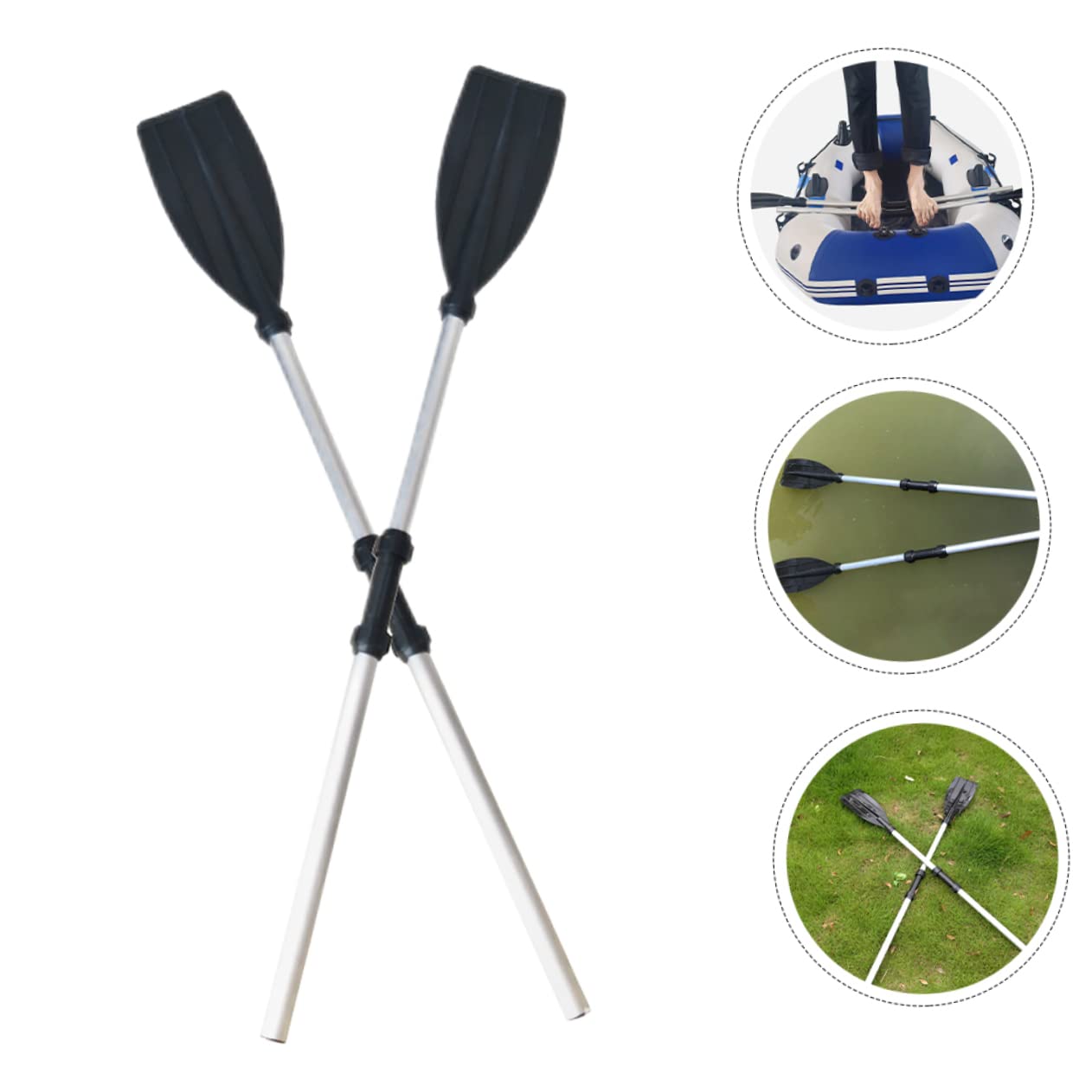 Parliky Boating Supplies 2pcs Aluminum Alloy Canoe Paddles Floating Paddles Ergonomic Grip for Kayaking