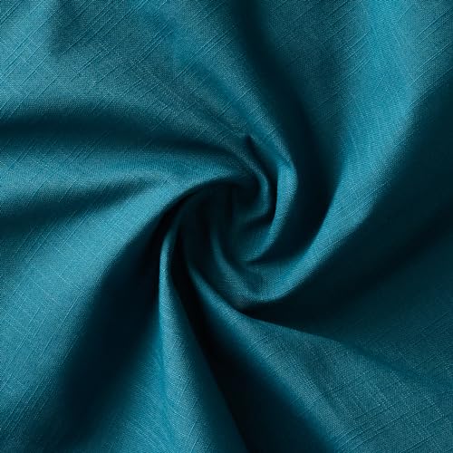 Image of 100% Cotton Pom Pom Cushion Without Filler, Elegant & Modern Cushion Cover for Living Room, Square Shape, 20 inchx20 inch, uni slub, Set of 2 - Teal Green