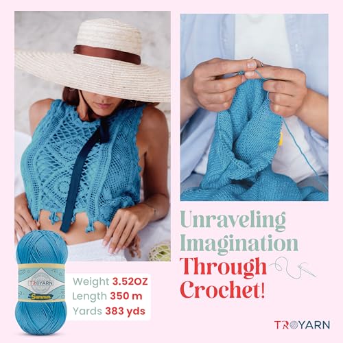 Image of 105245 - Turquoise Crochet & Knitting Yarn - 2 Skeins (2x383 Yds) - 100% Microfiber Acrylic