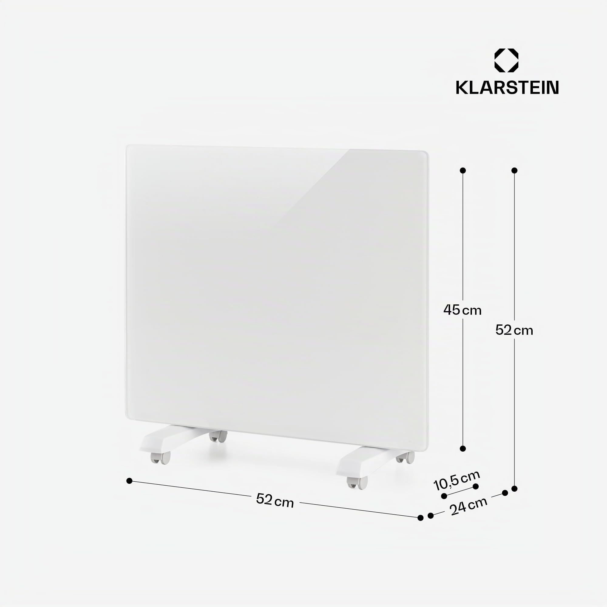 Klarstein Radiadores Bajo Consumo Electricos para Casa, Estufa Electrica de 2000W con Ruedas, Radiador Electrico Silencioso, Portátil y Delgado, Estufas con Panel para Pared, Pantalla y Termostato