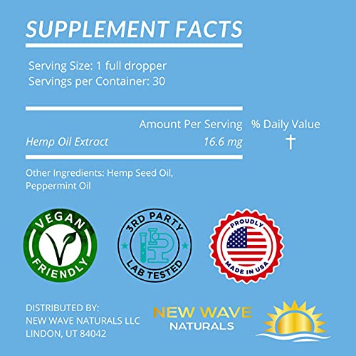 1500mg Hemp Oil - New Wave Naturals - Peppermint Flavored - Relax - Restore - Relieve - 1 FL OZ - Premium Hemp Seed Oil - Image 8