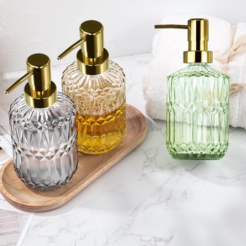 MAISONPEX 3 Pcs Glass Soap Dispenser Set, 12 Oz Glass Lotion Soap Bottle with Plastic Pump and Silicone Funnel, Lotion Dispensers for Kitchen, Bathroom - Thumbnail 7