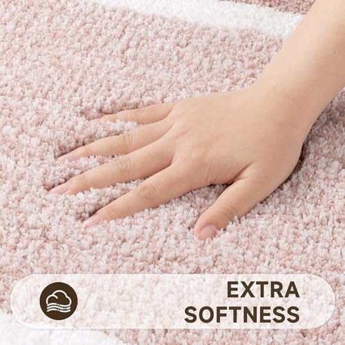 Pauwer Bathroom Rugs Set 5 Piece, Non Slip Microfiber Bath Mat, Dusty Pink - image 3