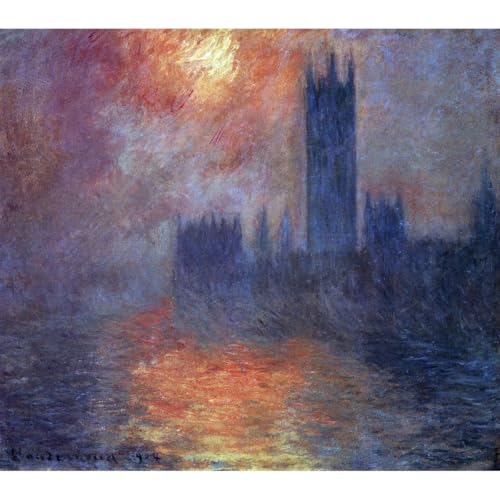 Toile Monet Houses of Parliament Sunset en format rouleau 101x127 cm pour déco salon