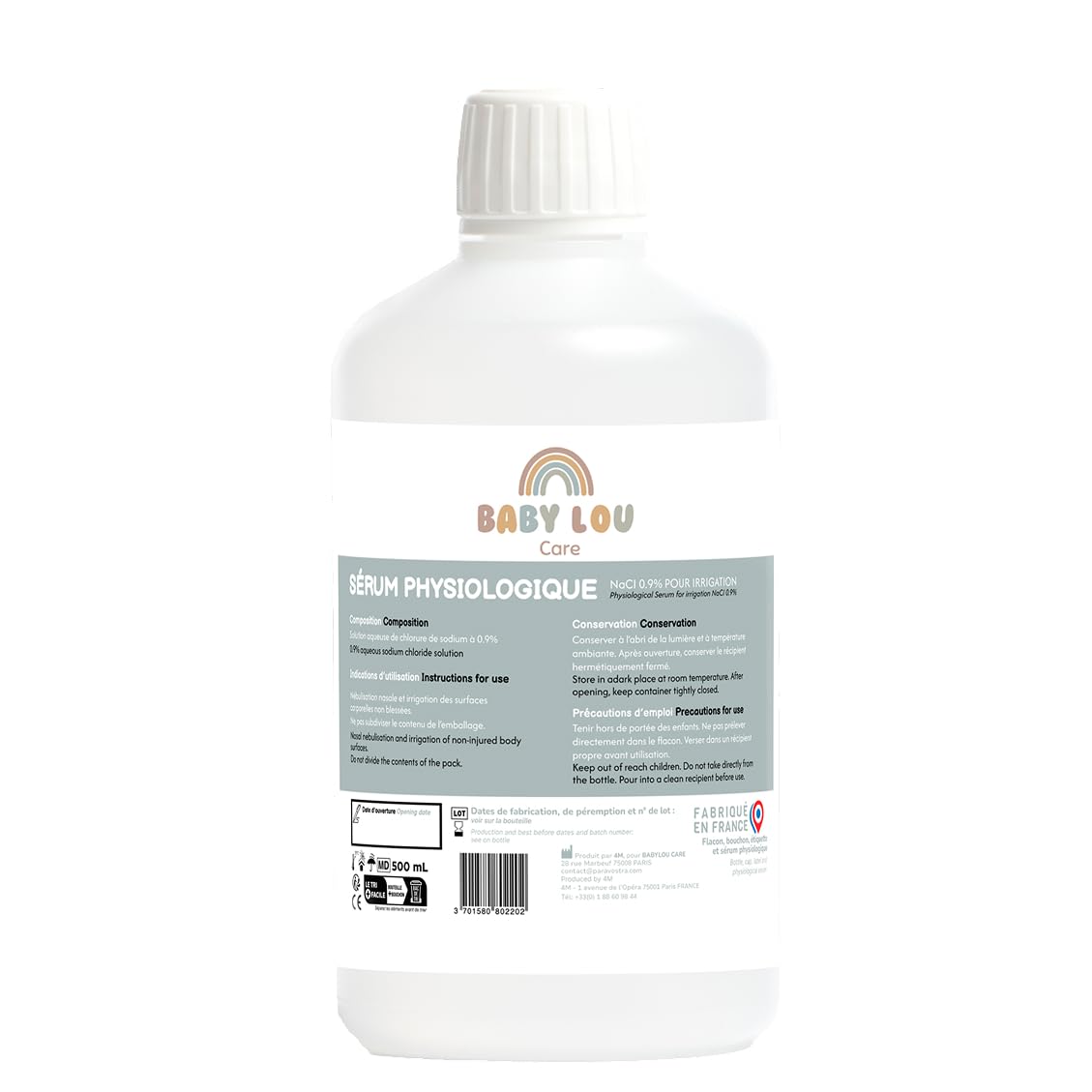 BABYLOU CARE Kochsalzlösung 500 ml in Flasche | NaCl 0,9% isotonisch | Nasen- & Augenhygiene für Babys, Kinder & Erwachsene | Äußere Nasenspülung