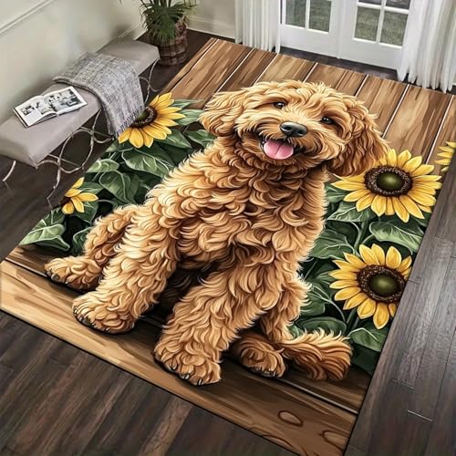 Tapis salon chien 3D rectangulaire motif 028T032R
