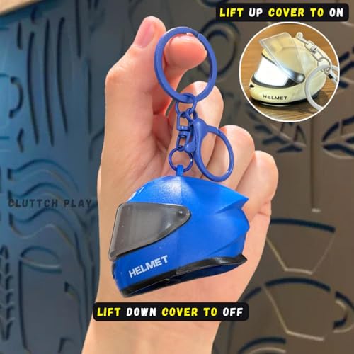 Image of Cluttch Mini Helmet LED Light Keychain for Boys & Bike Lovers | Helmet Shape Key Ring with Light | Cute Backpack Charm, Bag Accessory, Return Gift, Aesthetic Keychain for Men & Teens (Helmet Light)