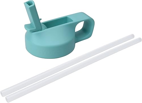 Miniatura 4 de HYDRO CELL Botella de agua de acero inoxidable con popote y tapas de boca ancha (verde azulado de 18 onzas con bota inferior de silicona protectora