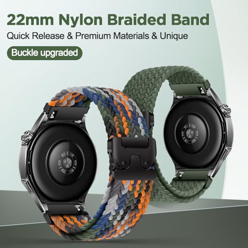 Image of XMUXI 22mm Watch Band Compatible with Huawei Watch GT6 GT5 /GT 4 46mm Nylon Strap Huawei Watch 4 Band for GTR 4 Venu 2 /3,Vivoactive 4 Braided Watch Belt Parachute Metal Clasp(No Watch)