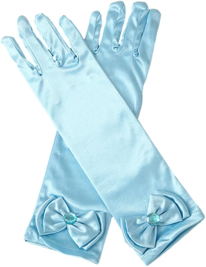 BaronHong Satin Girls Gloves - Princess Dress Up Bows Formal Long Gloves for Party