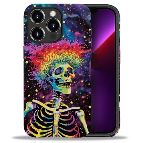 Coque iPhone 13 Pro crâne arc-en-ciel en silicone antichoc