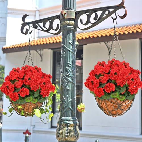 Artificial Flowers for Outdoors, 4 Pack Red Geraniums Silk Flowers UV Resistant No Fade Faux Flowers Geraniums Bush for Home Outdoor Garden Porch Window Vase Wedding Decor (Red) image 3