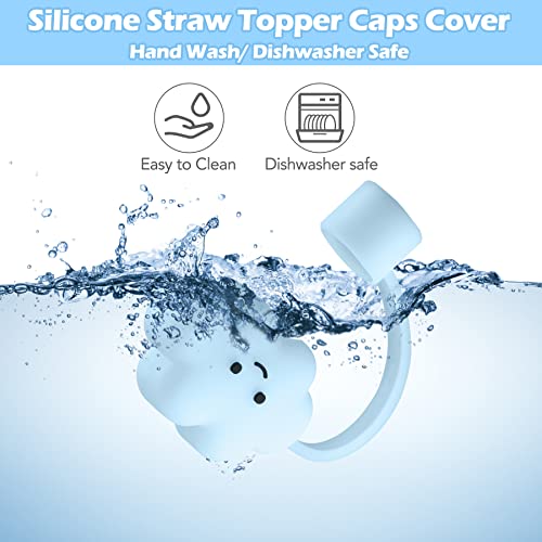 10Mm Drinking Straw Covers Cap For Stanley Cups, 8Pcs Reusable Silicone Straw Covers Topper For Stanley 30 Oz 40 Oz Tumbler With Handle, Cute Cloud Straw Dispenser Tips For Stanley Cups Accessories #TOP6
