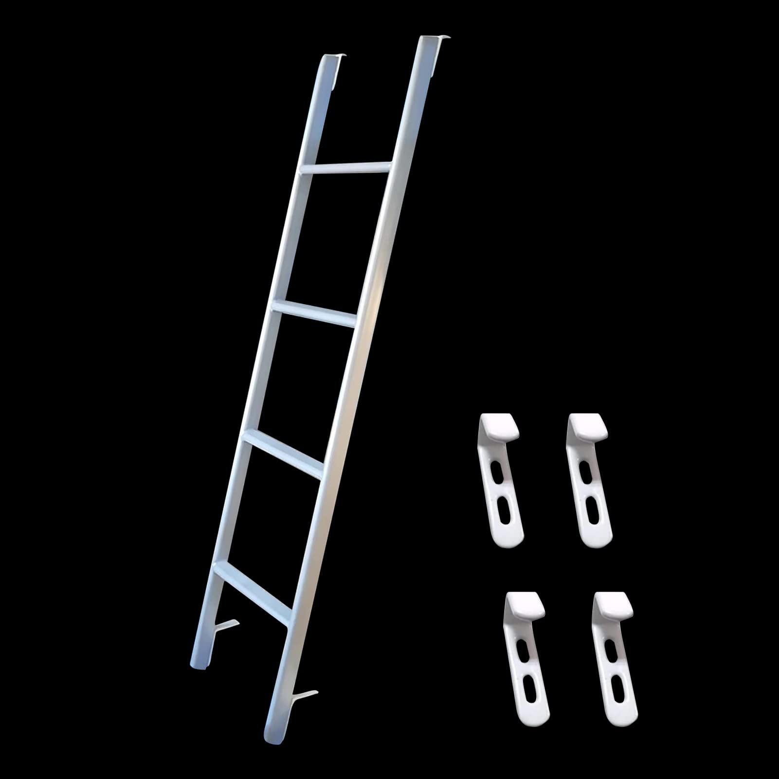 Escalera para literas con ganchos escalera de tijera plateada para camas infantiles y dormitorios