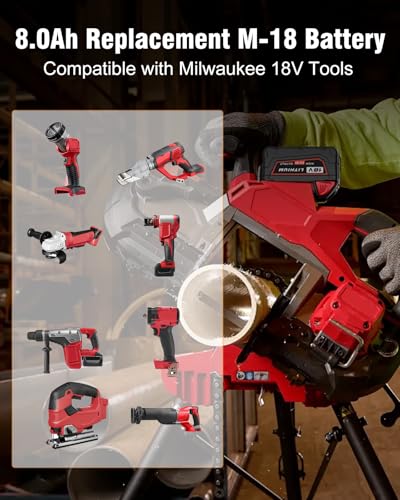 HOCHSTERN 2Pack 8.0Ah Replacement for Milwaukee M-18 Battery Compatible with Milwaukee 18V Lithium Battery 48-11-1862 48-11-1852 48-11-1882 Cordless Tools