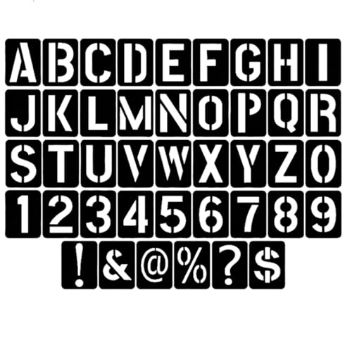 YUVKIN 42 piezas reutilizables Plantillas Letras Grandes, Stencil para Pintar en Madera, Alfabeto Números Caracteres para Pintura en Aerosol, Manualidades, Lettering y Escritura de Bricolaje (10 cm)